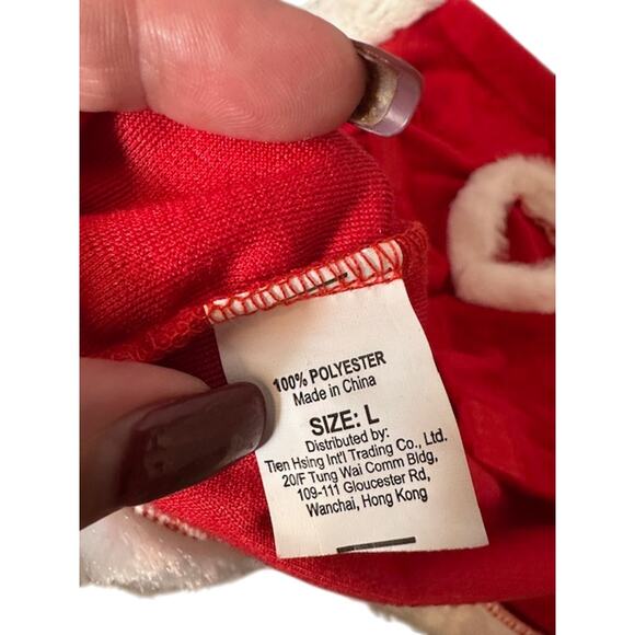 Mrs. Clause Santa Outfit With Fur & Sequins Bow for Small Dog Red & White Sz L - Picture 7 of 7